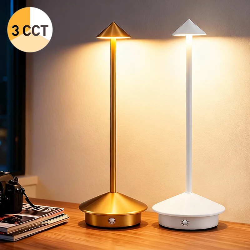 

Светодиодная перезаряжаемая настольная лампа, торшер, алюминиевая лампа окружающего света, 3-цветная температура, обеденный стол, проход в фойе