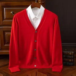 Hot Merino Soft Wool Cardigan Men Cashmere Knitwear Jersey Brand Autumn Winter Thick Warm Turtleneck Sweater Tops