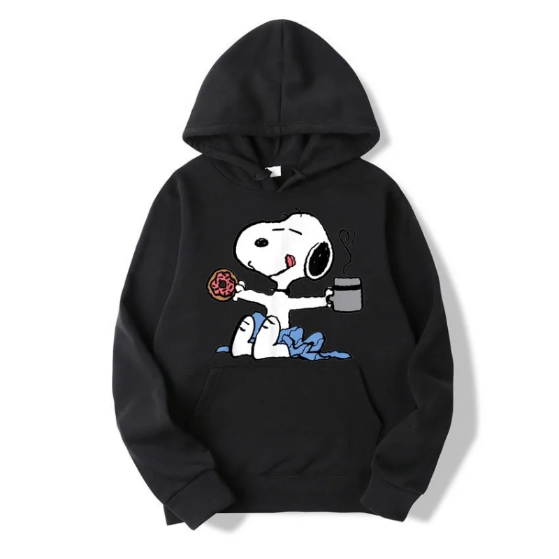 Peanuts - Donut Coffee Snoopy Men Hoodie Cartoon Fashion Women Oversized Sweatshirt Tops Autumn Winter Couple Pullover Clothing