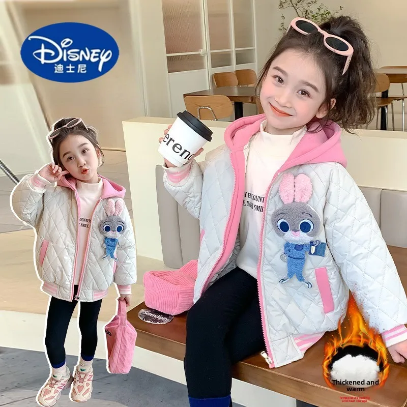 

Disney Girls' Bunny Plush Toy Jacket 2025, Detachable Rabbit on Hood, Quilted Lightweight Winter Coat