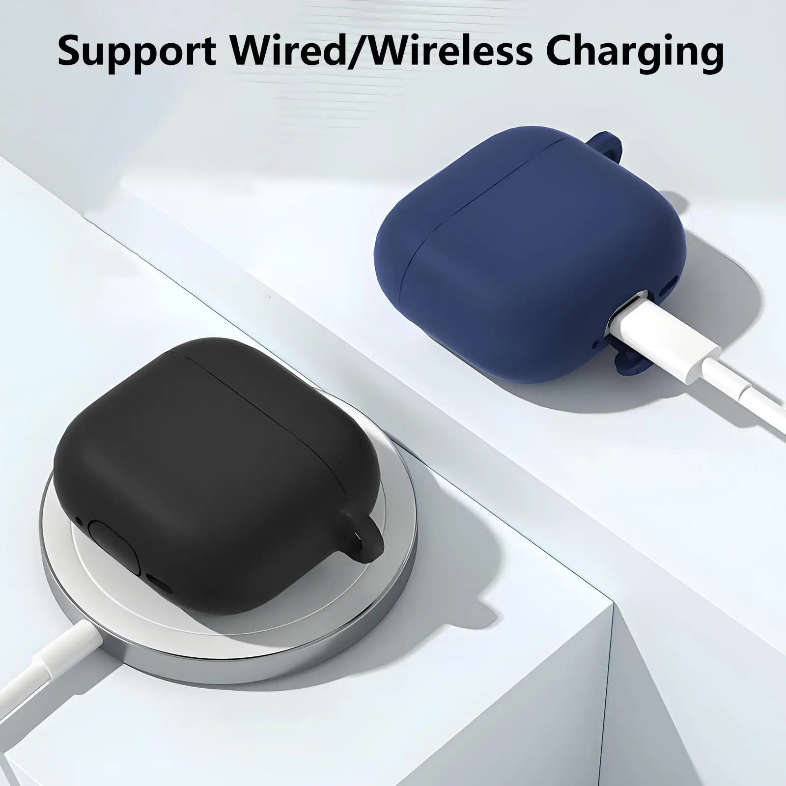 [2 IN 1] AirPods 4세대 케이스(2024)용 완전 보호 소프트 실리콘 커버/AirPods 4용 미끄럼 방지 실리콘 이어팁 케이스