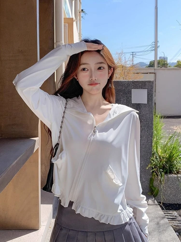 

Nicemix Harajuku Long Sleeve Shirt Gothic Subculture Girai Kei With Hood Rabbit Ear Design Casual Loose Lightweight Top