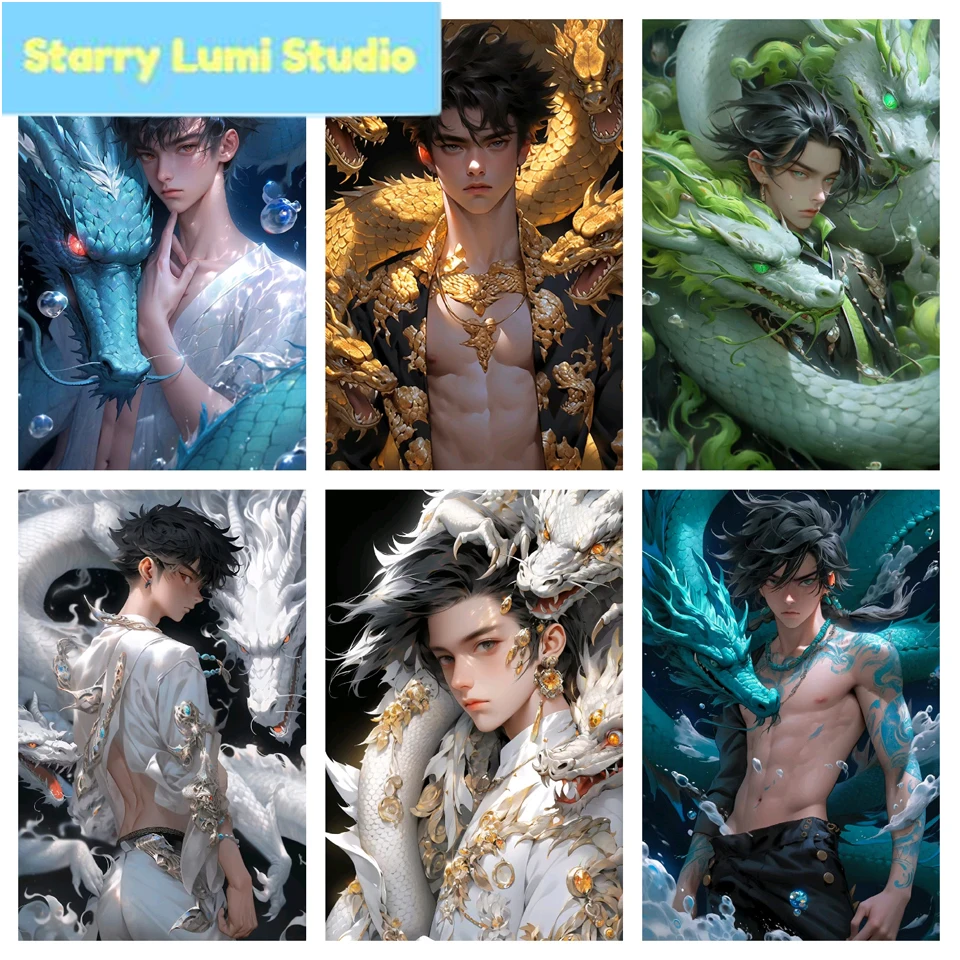 Dragon Man Anime Diy Diamond Painting Full Square Round Diamond Embroidery Home Decoration Cartoon Boy Home Decoration Gift