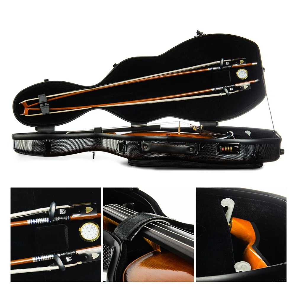 CHRISTINA Violin Case Gourd-shaped Black Dots with Music Bag Combination Lock 4/4 Size Lightweight Composite Material BV06BK