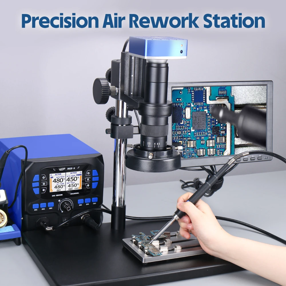 WEP 992D-II 2-in-1 Precision Soldering Station With Micro Hot Air Gun Soldering Iron C210, Fast Heating in 2S, 24Months Warranty