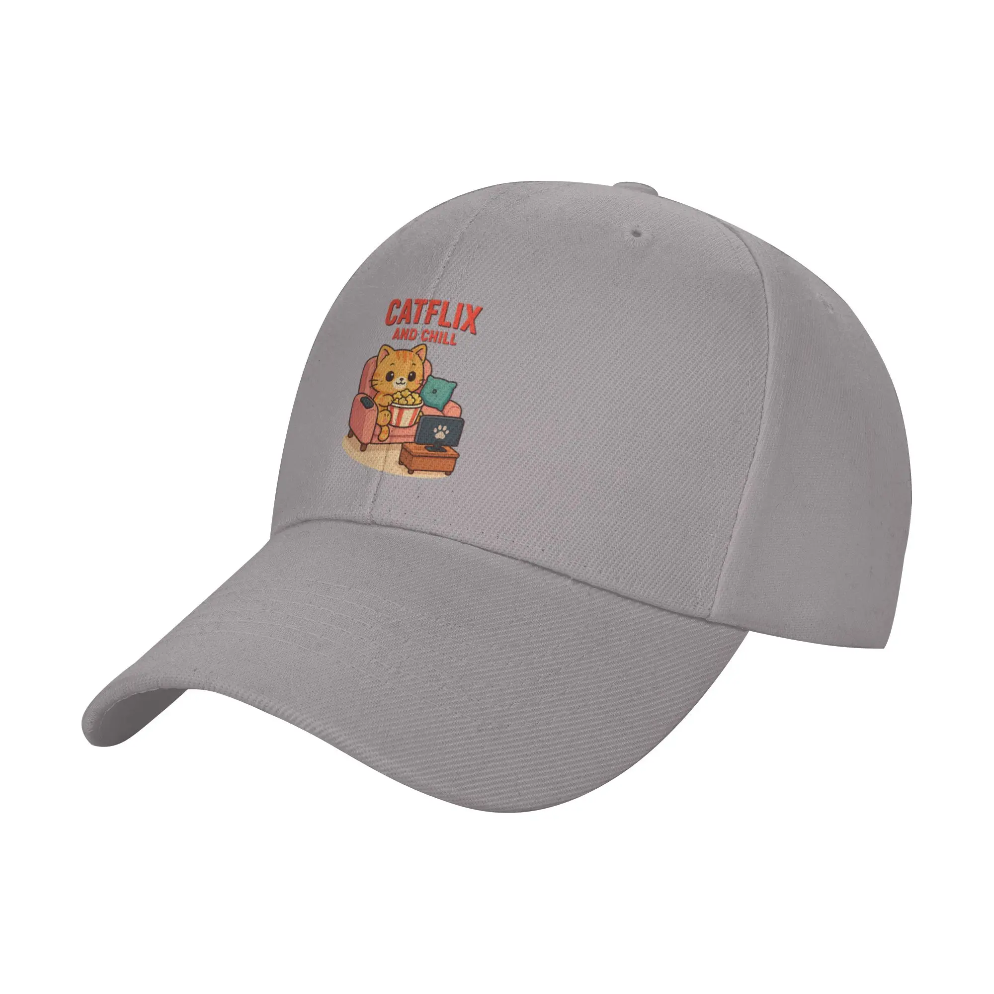 Catflix and Chill Trendy Baseball Cap Birthday Party Unisex Peaked Cap