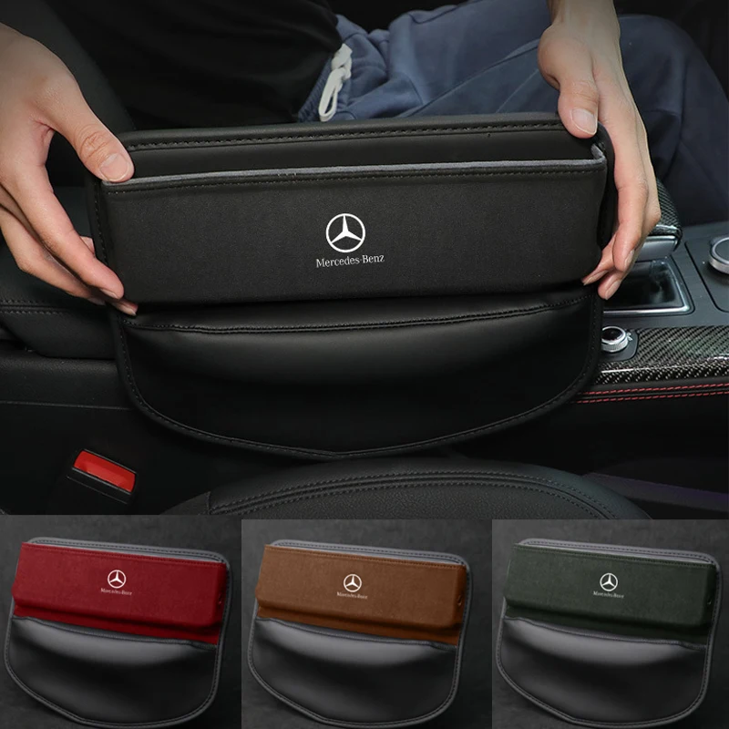 for Mercedes Benz Car Logo Seat Gap Organizer Box Storage Bag W204 W205 W203 W211 W212 W213 W201 W210 W124 W126 CLA CLK CLS GLA