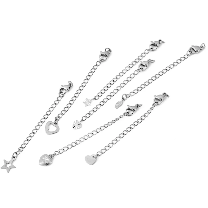 10pcs PVD Never Fade Stainless Steel Extender Extension Chain Extended Tail Chains Lobster Clasps For Necklace Jewelry Making image 5