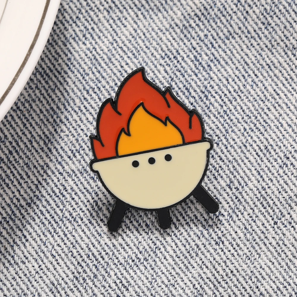 Cute Bonfire Enamel Pin Campfire Hard Brooch For Backpack Bag Hat Cloth Jewelry Freeshipping