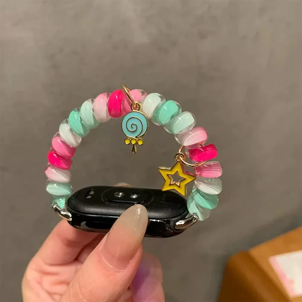 Wunderschönes Scrunchie-Armband für Xiaomi Smart Band 11 10 9 8 NFC, elastisches, dehnbares Armband, Pulseira, Correa, Xiaomi Mi Band 10 9 8 – Detail 1