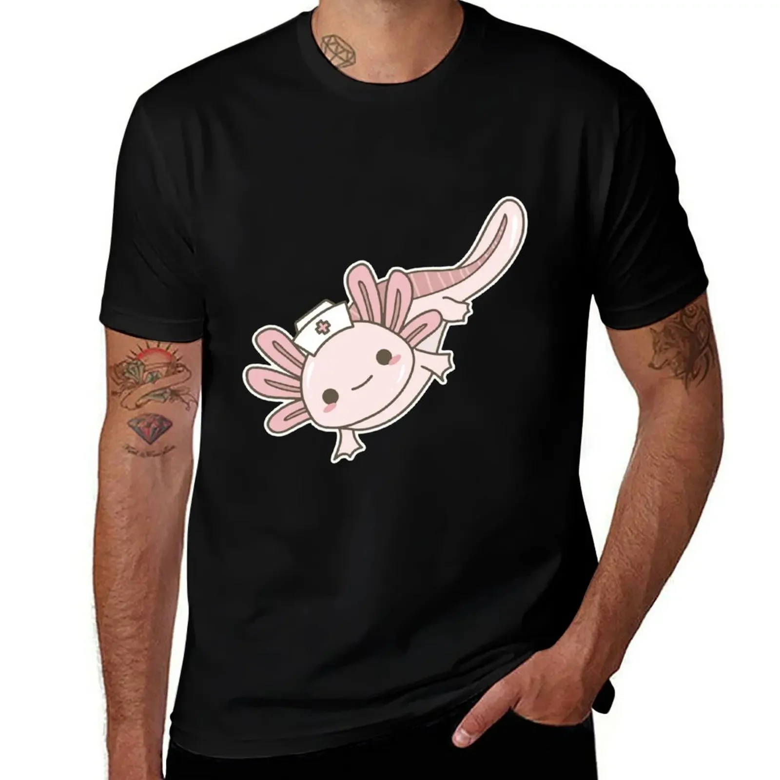 

Nurse Axolotl, Kawaii Nurse T-Shirt Aesthetic clothing blacks anime t shirts shirts graphic tee mens t shirts pack