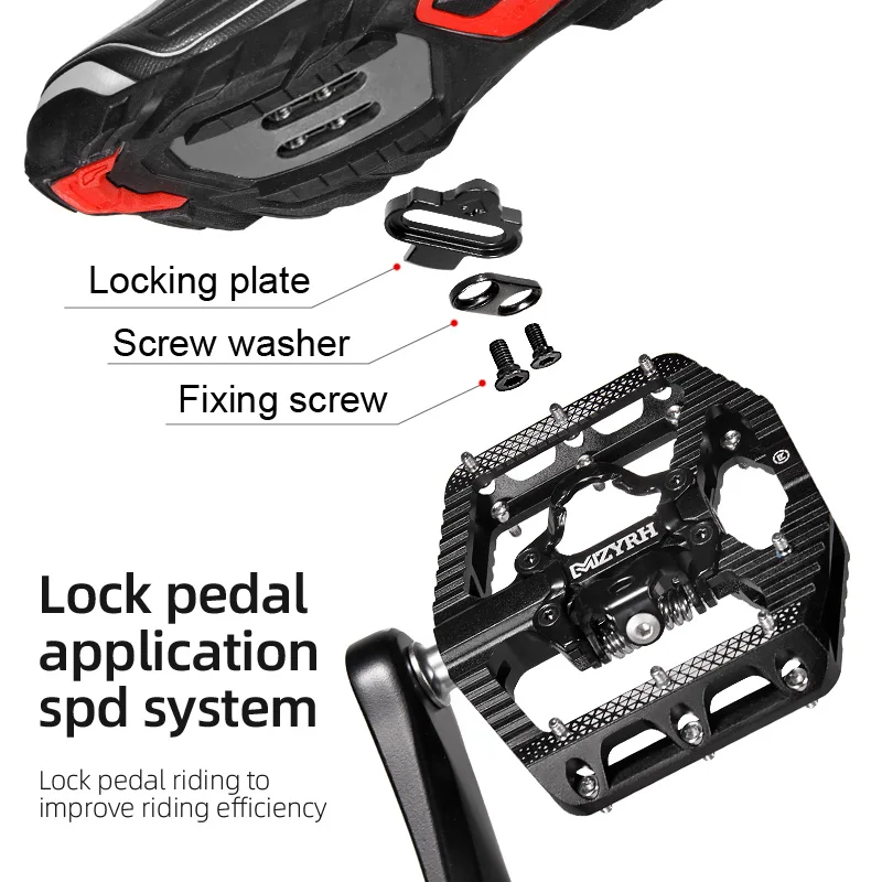 Two Usages Bicycle Pedal 2 In 1 With Free Cleat For SPD System MTB Road Aluminum Anti-slip Sealed Bearing Lock Accessories