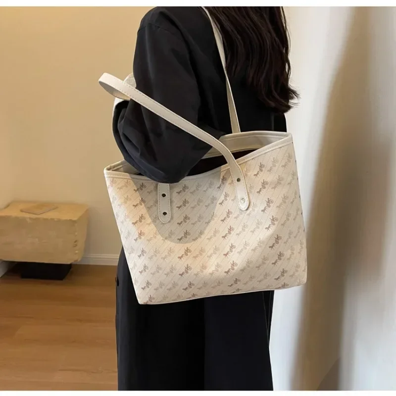 ChimNew-Sac fourre-tout imprimé rétro pour femme, sac à main exquis, grande capacité, mode polyvalente, initié, haut de gamme, 2023