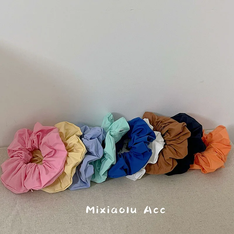 Dopamine Colored Wrinkle Scrunchie Headdress for Women Girls 2024 Summer Korean Simple Cotton Hair Band Hair Accessories