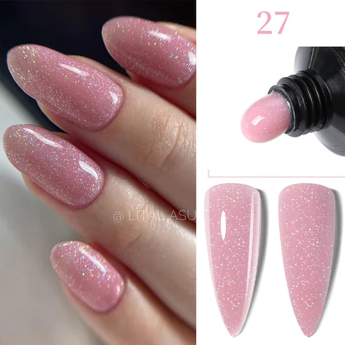 LILYCUTE 15ML Gel de extensión de uñas rápido brillo Rosa Vernis Gel UV semipermanente Esmalte de uñas solución antideslizante Nail Art Prolong Gel