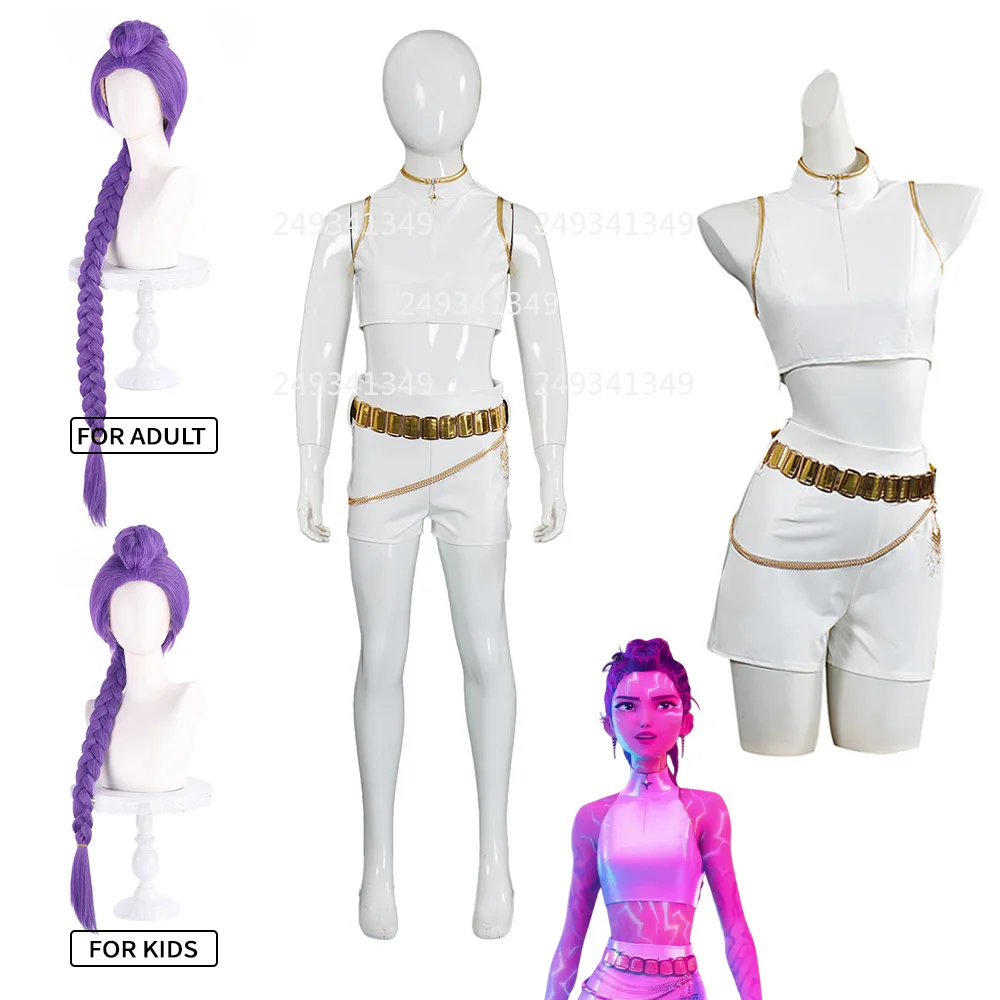 

Rumi Huntrix Cosplay Costume Woman KPop Demon Hunters Clothes Girls Stage Full Set Outfit and Wigs Mother Daughter Matching Suit