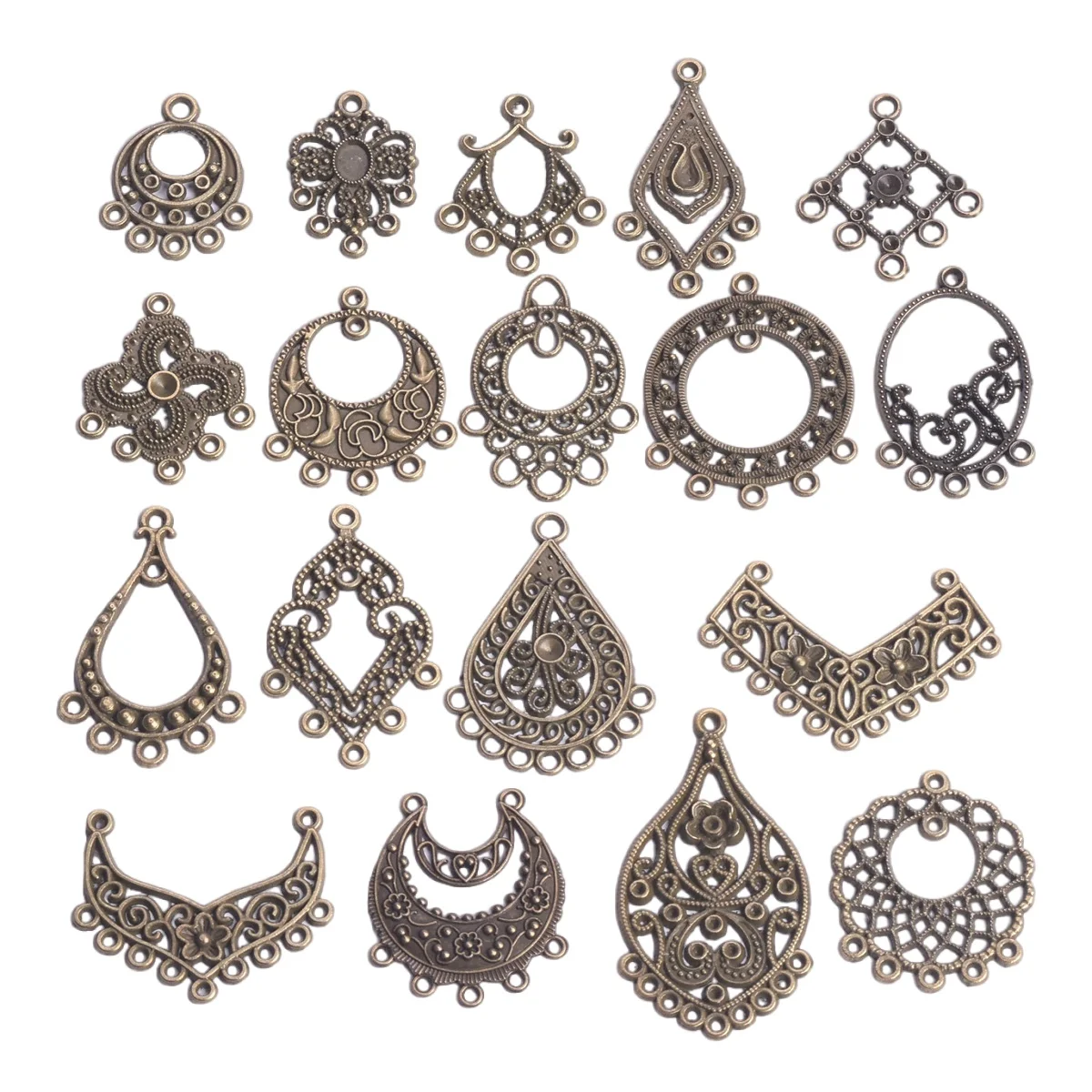 10pcs Antique Bronze Metal Chandelier Pendants Connectors Bails For DIY Dangle Earring Jewelry Making Findings