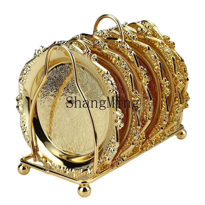 

PYH coaster alloy high-end home decoration ornament zinc series 6 sets coffee coaster cup saucer tea heat