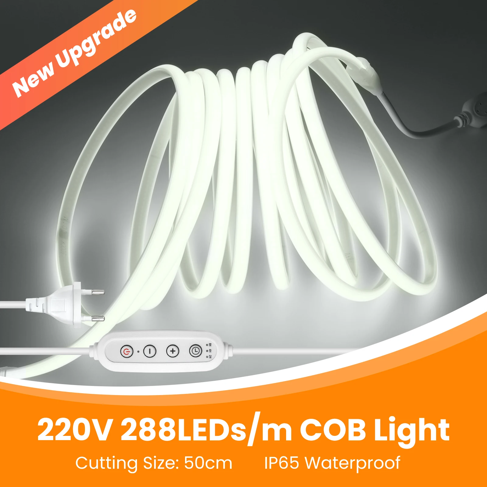 التيار المتناوب 220 فولت COB LED قطاع عكس الضوء توقيت شريط مرن 288 المصابيح/م سطوع عالية COB مصباح ليد لغرفة إضاءة الحديقة في الهواء الطلق