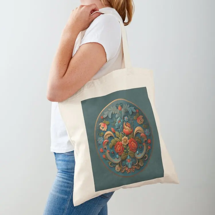 

Norwegian Blue Telemark Rosemaling Tote Bag eco pack Gift bag Handbags women Lady bag