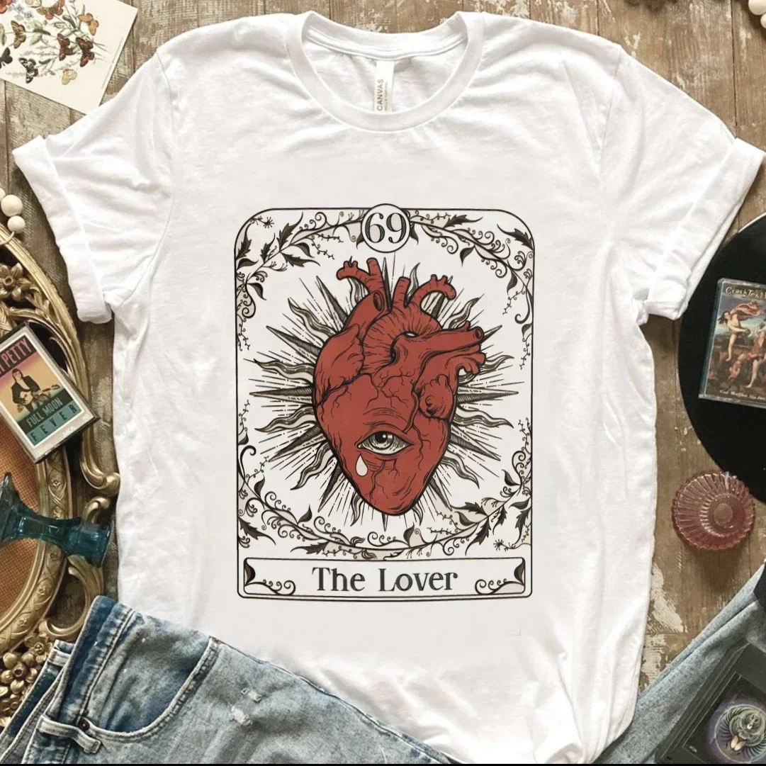 The Heart Custom Tarot Card TShirt Retro Vintage Comfort Colors Shirt Mystical Witch Ad Meliora Tarot The Lovers Tarot Tee Boho