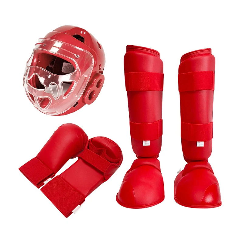 Taekwondo Karate Gloves Shin Guards Helmet Head Hand Leg Foot Protector Set Kickboxing Training Sparring Gear for Kids Adults