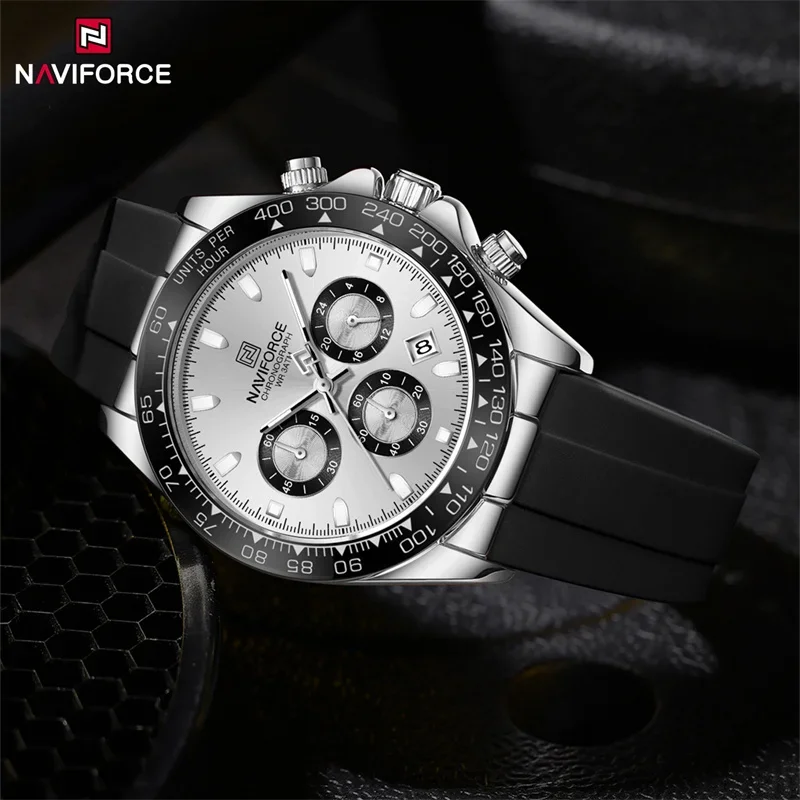 NAVIFORCE Original Watches For Men Silicone Band Casual Sport Chronograph Luminous Wristwatch Relogio Masculino Male Gift 2024