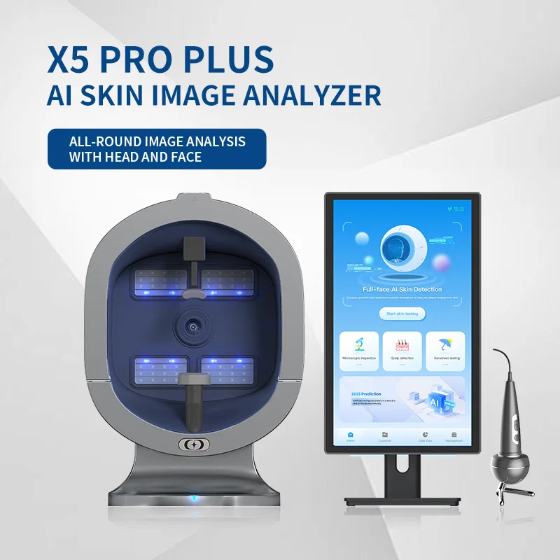 X5 PRO PLUS Analizator Skóry z AI, Analizujący Zdjęcia Skóry, Zarządzający Zdrowiem Skóry i Twarzy, Mikroskopowa Inspekcja dla Podrobionego Analizowania Skóry i Informacji o Powierzchniowej Strukturze.