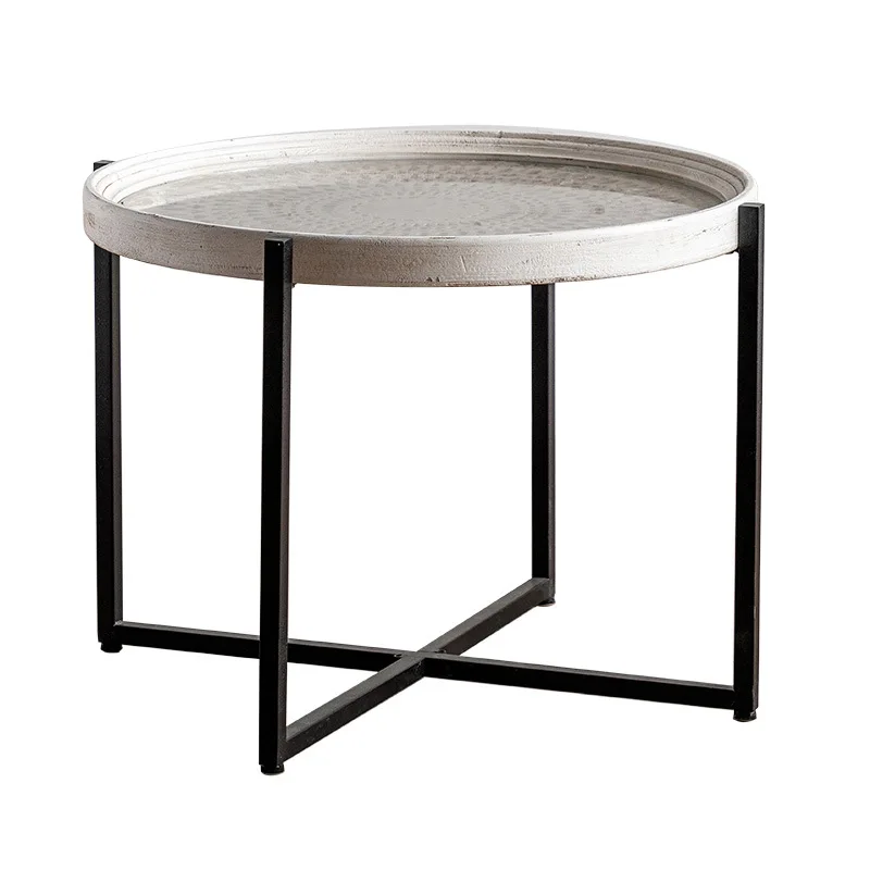 

American retro old small coffee table, negotiation table, bed and breakfast living room sofa side table, home balcony leisure