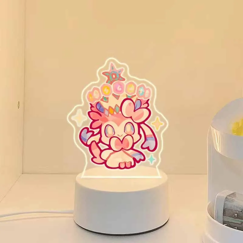 أنيمي البوكيمون فابوريون Eevee Vaporeon Espeon Jolteon Sylveon Glaceon Umbreon أحادية اللون ليلة ضوء سطح المكتب الديكور مصباح #4
