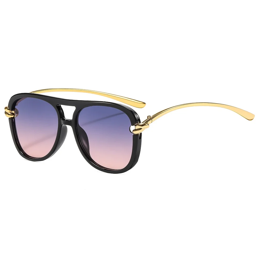 

New Retro Double Bridge Pilot Steampunk Sunglasses 2025 Luxury Metal Frame Gradient High Quality Design Unisex Sun Glasses UV400