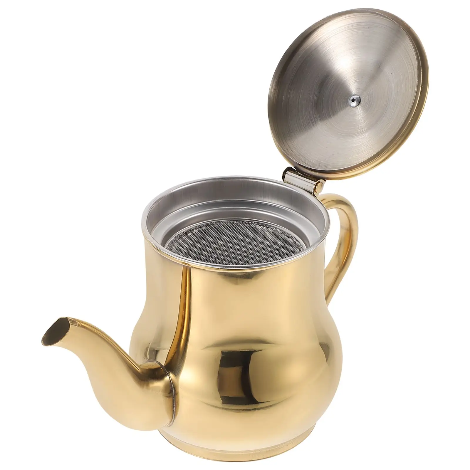 

Stainless Steel Pot Strainer Grease Container Golden Mesh Oil Strainer Pot Kitchen Storage Bottle Cooking Oil Vinegar