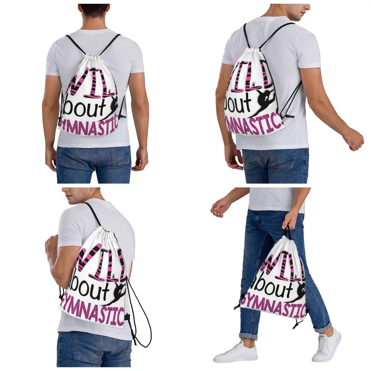 Wild About Gymnastics Backpacks Casual Portable Drawstring Bags Sports Bag Book Bags For Man Woman Students