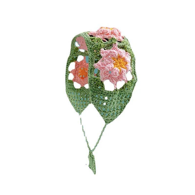 Japanese Retro 3D Three-dimensional Flower Headband Handcrafted Crochet Flower Hair Bands for Girls