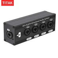 Divisor de Audio Balanceado XLR 1x4, 3 Pines, 1 Entrada 4 Salidas, Caja Divisora de Señal de Audio, No Requiere Alimentación Externa, Distribución de Audio