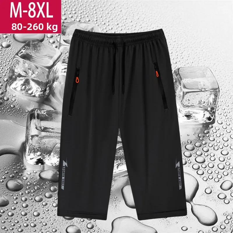 

Summer Ice Silk Qui Dry plus Size Seven-Foot Pants Thin orts Loose Straight Casual Thin Ice Silk Qui Dry Youth Leisure ...