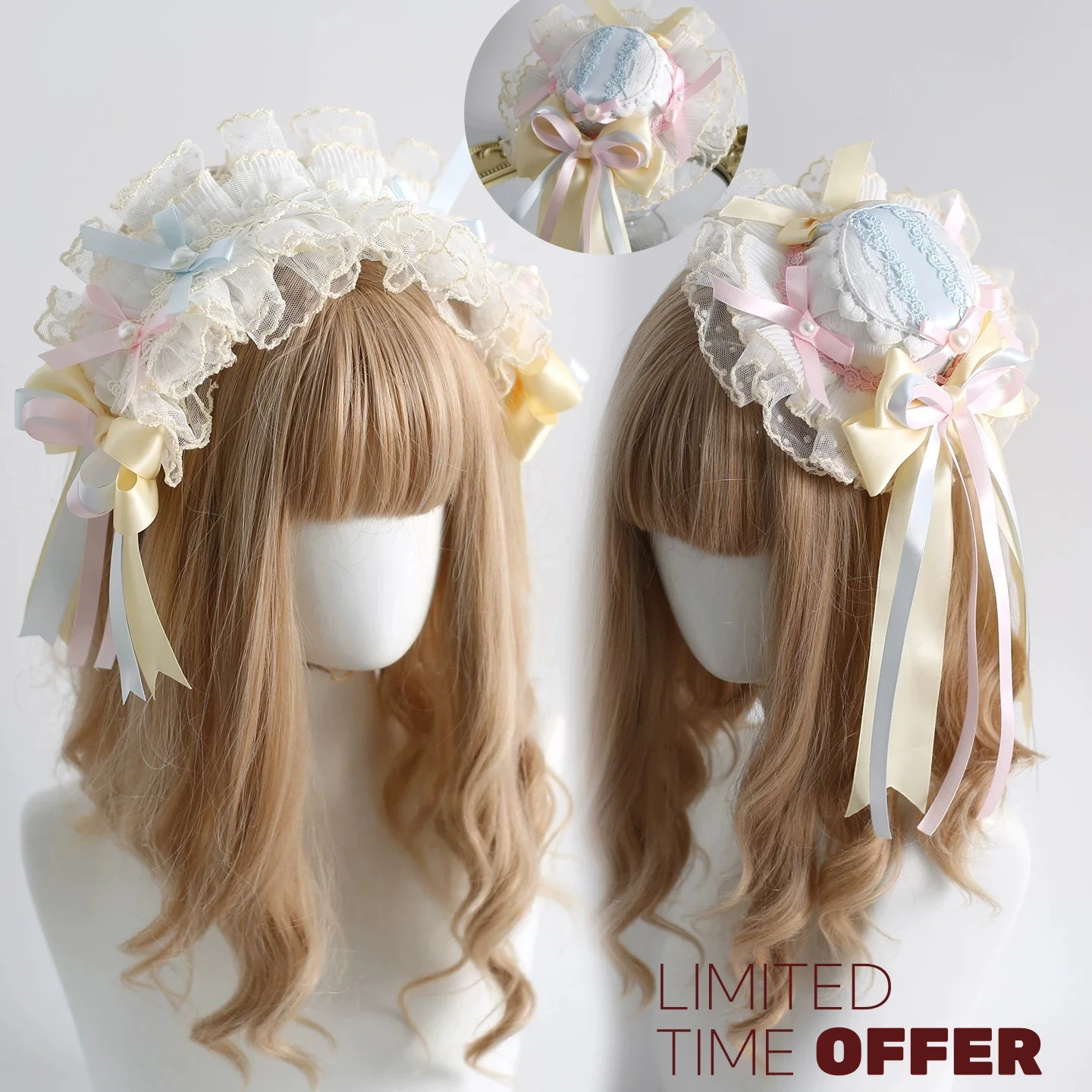 

New Original Candy Silk Satin Ballet Headband KC Flower Bun Hair Clip Gorgeous Feather Formal Hat Lolita Sweet Hair Accessories