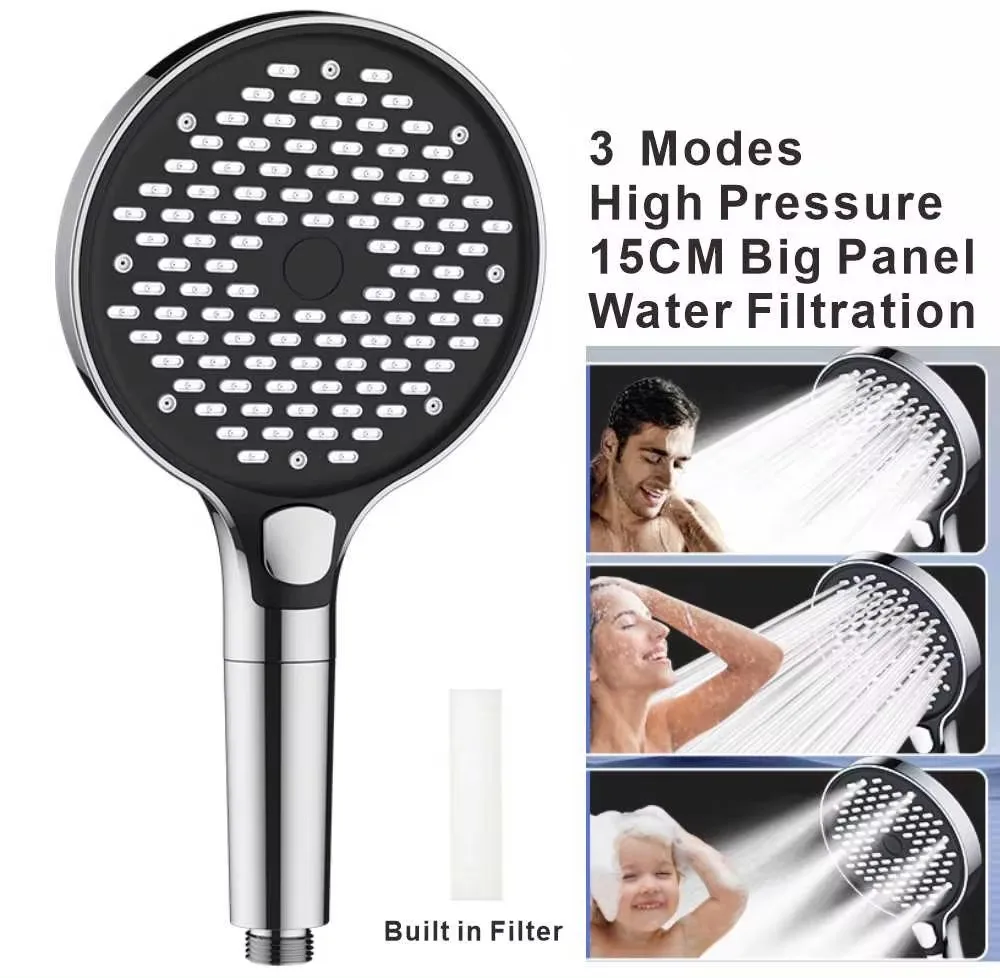 New 150mm Big Panel Shower Head 3 Modes Adjustable High Pressure Water Saving Flow Shower Faucet Nozzle Bathroom Accessories