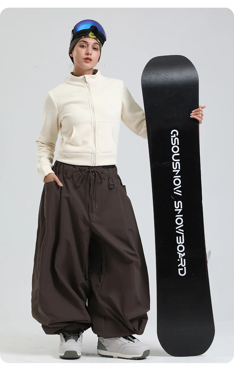 Gsou Snow Негабаритные свободные лыжные брюки Водонепроницаемые теплые ветрозащитные брюки для сноуборда Спорт на открытом воздухе Снежные брюки унисекс Профессиональные