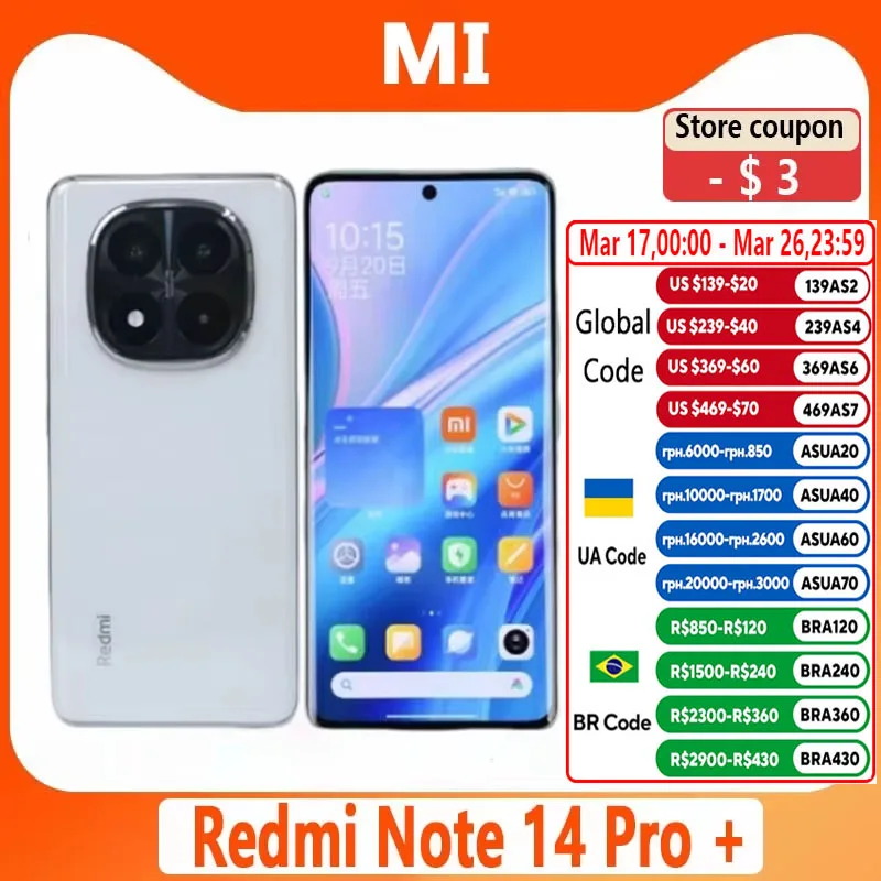 NEW Xiaomi Redmi Note 14 Pro Plus 5G Smartphone Snapdragon®7S Gen3  120Hz 6.67