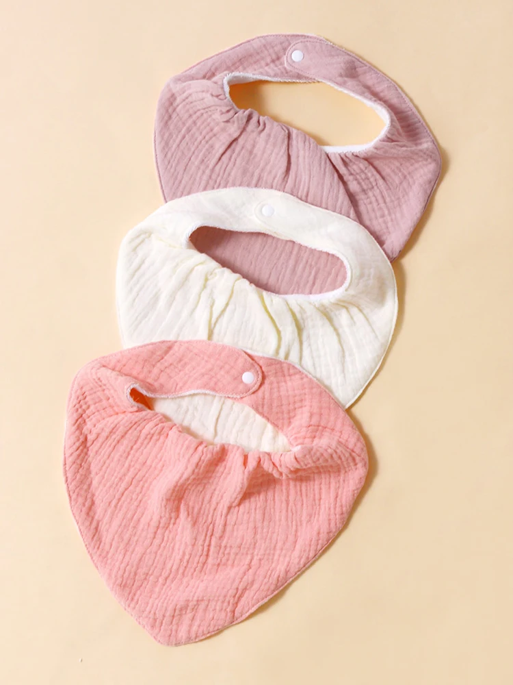 

3pcs baby bibs for men/women, 100% cotton, soft and comfortable, solid color, 0-3 year old baby products