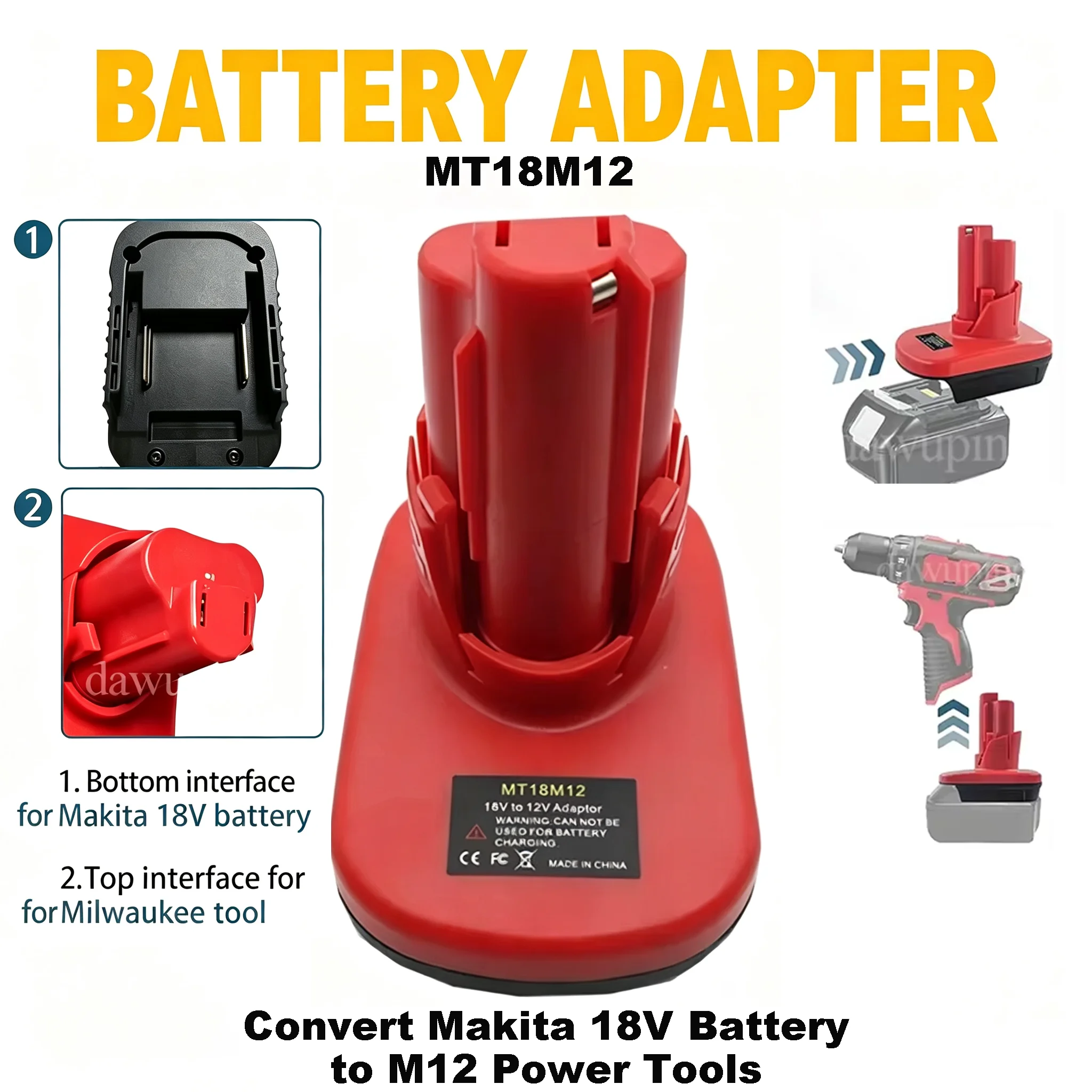 MT18M12 DM20M12 Adapter Converter for Makita for Milwaukee for M18 for Dewalt 18V Battery For Milwaukee For M12 12V Power Tools
