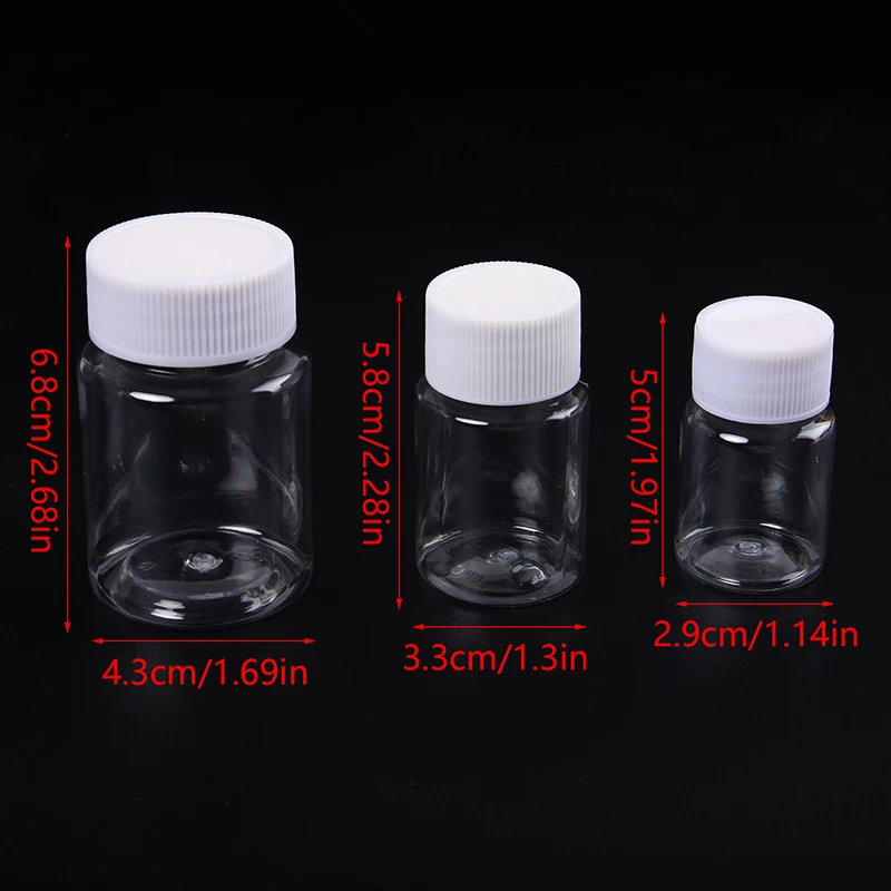 10 ชิ้นพลาสติก PET Clear Empty Seal ขวดผงยา Vial คอนเทนเนอร์รีเอเจนต์บรรจุขวดรีฟิลขวด