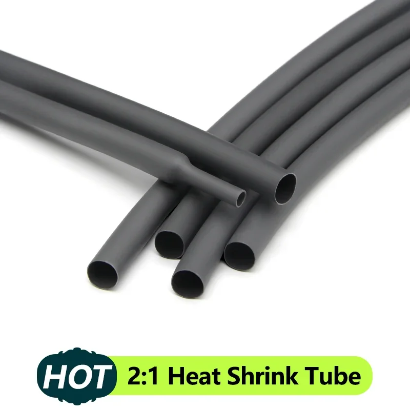 

1M~30M Grey 2:1 Heat-shrink Tubing Diameter 1~ 50mm Heat Shrink Tube Wire Repair Protector Cable Connector Insulation Sleeving