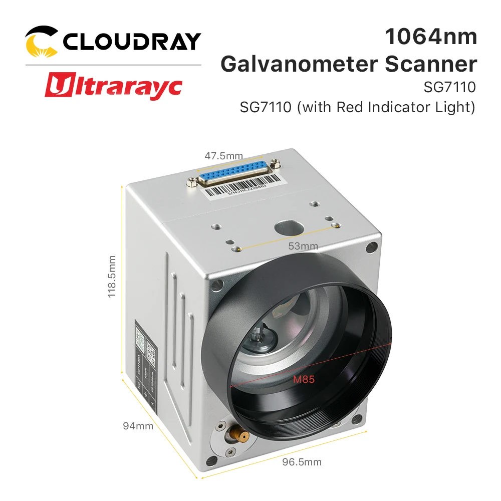 Cloudray 1064nm Fiber Laser Scanning Galvo Head SG7110 SG7110R With Red Pointer 0-100W Input Aperture 10mm for Fiber Marking