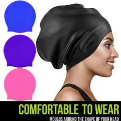 Cuffia da nuoto in Silicone per capelli lunghi treccia estate uomo donna cuffia da nuoto impermeabile protezione per le orecchie cappello da immersione africano Over Size enorme