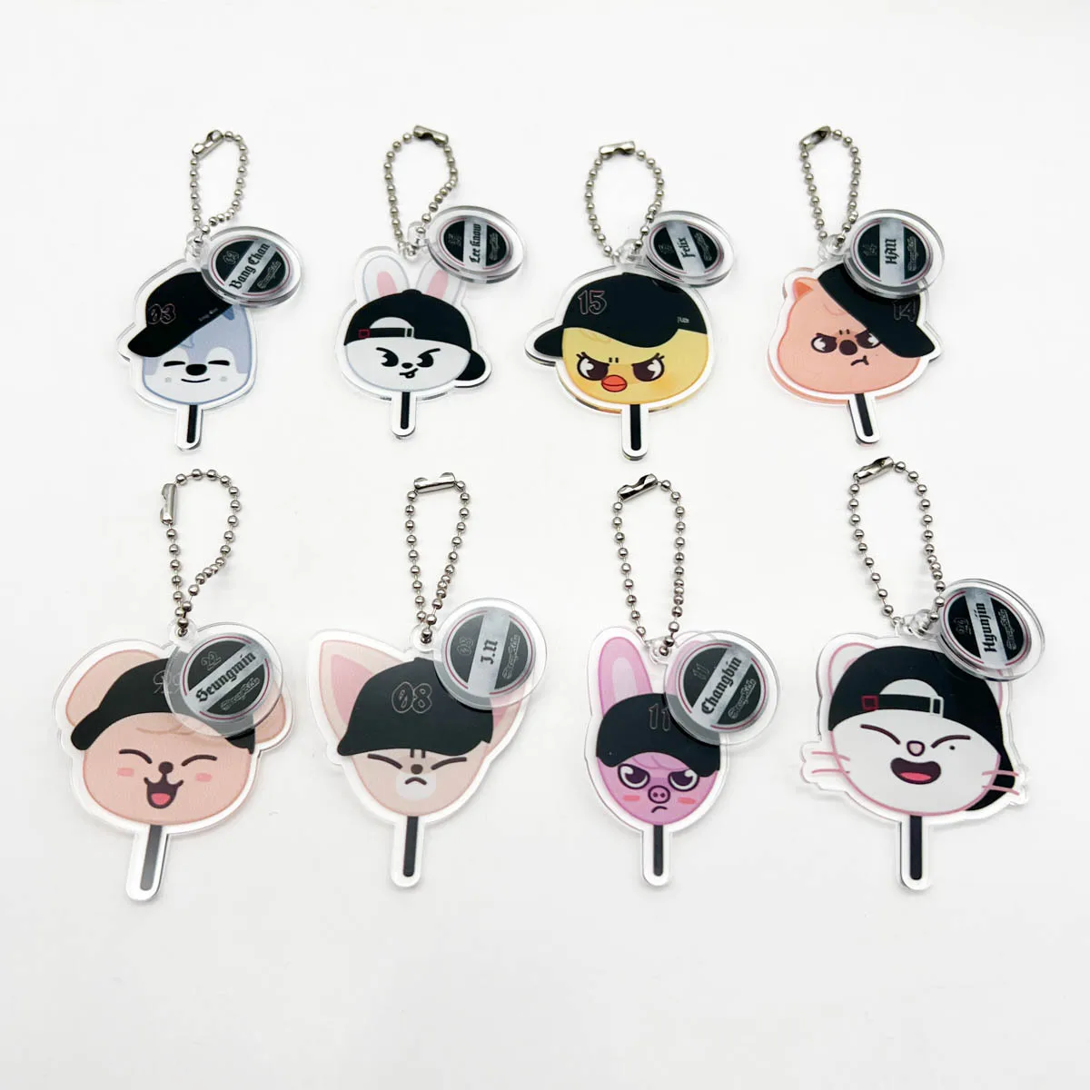 

K-POP Stray Kids Cartoon Acrylic Double sided Keychain, Magic Academy Keychain Accessories, SKZOO Couple Souvenir Accessories