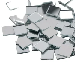 100PCS Glass Mirror Mosaic Small Square Tiles Mirror Wall Stickers Bulk DIY Craft Supplies Decorations Artwork Handmade Material