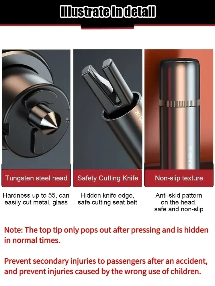 1/2/4/8/16 Pcs Car Safety Hammer 2 in 1 Emergency Glass Breaker Cut The Seat Belt Rescue Tool English Packing Car Accessories - Image 2