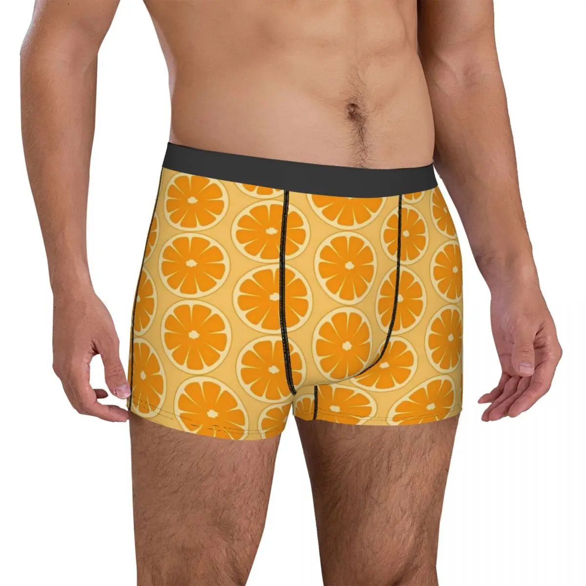 Oranges Slices Underwear Fruits Print Males Underpants Design Classic Boxershorts Hot Shorts Briefs Big Size 2XL